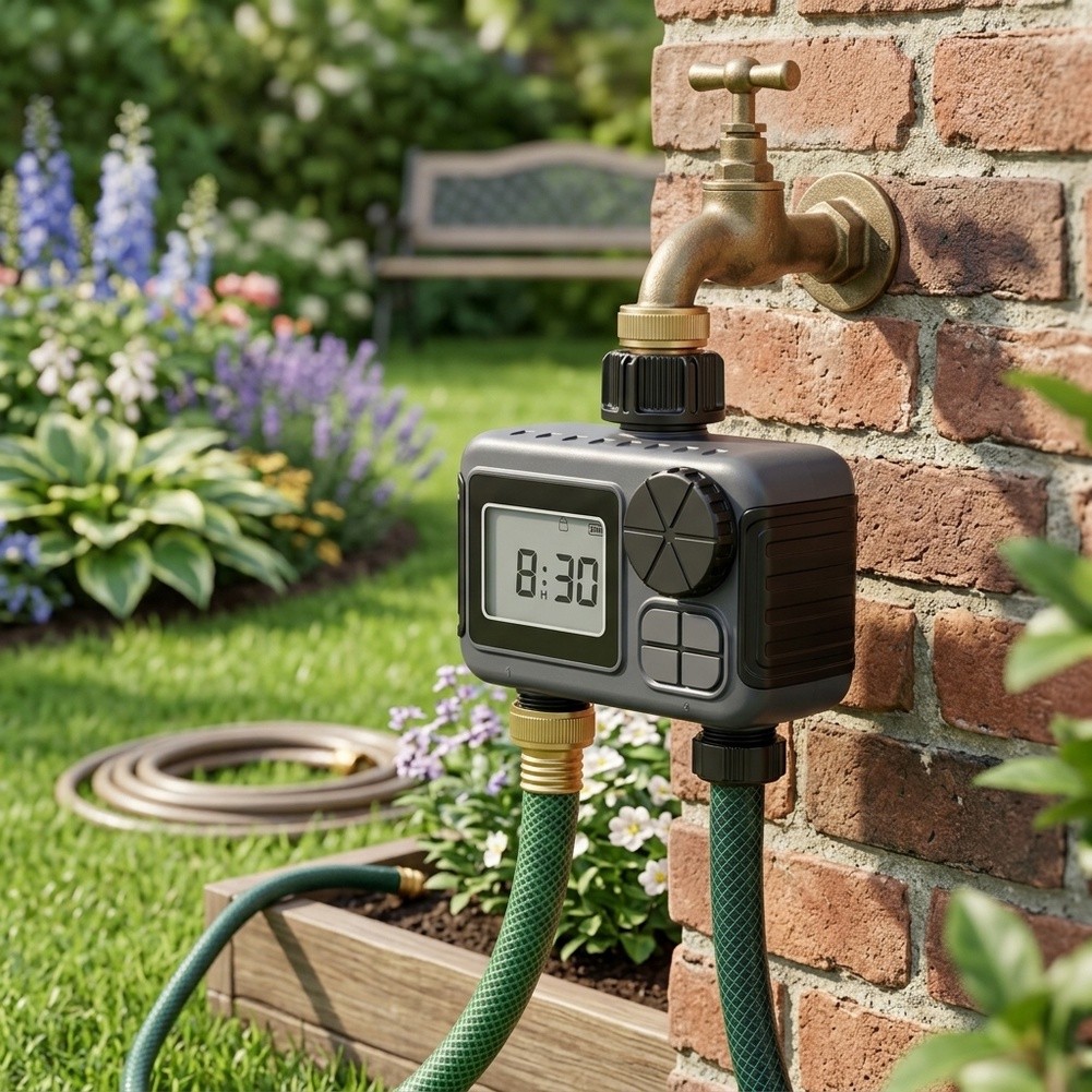 Timer Dual Outlet - ตัวตั้งเวลาการรดน้ำในสวน แบบสองช่องทางออก ตัวเครื่องทำจาก ABS สำหรับสปริงเกอร์สนามหญ้า ระบบพ่นละอองน้ำในลานบ้าน